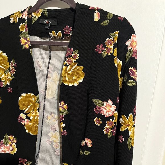 CLEO FLORAL OPEN LIGHT BLAZER SZ L - Picture 1 of 4